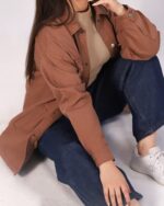 شومیز کتان اسپرت آجری - Image 3