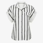 شومیز آستین کوتاه زنانه راه راه فری سایز