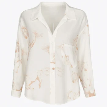 شومیز آستین بلند طرح اسب سفید فری سایز