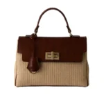 کیف زنانه چرم دستی و پارچه حصیری مدل F835 - Image 4