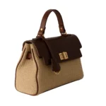کیف زنانه چرم دستی و پارچه حصیری مدل F835 - Image 2