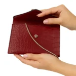 کیف زنانه دسته چوبی چرم کد F815 آلبالویی