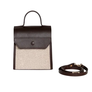 کیف زنانه چرم و حصیری دستی، دوشی مدل F825