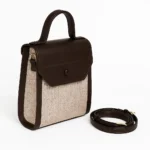 کیف زنانه چرم و حصیری دستی، دوشی مدل F825