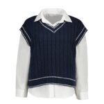 دو تیکه شومیز سفید و ژیله بافت زنانه پنجره