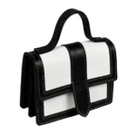 کیف چرم دستی زنانه سفید فارل مشکی