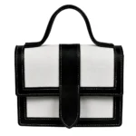 کیف چرم دستی زنانه سفید فارل مشکی - Image 2