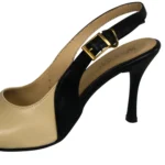 کفش زنانه کرم و مشکی پاشنه باریک - Image 2