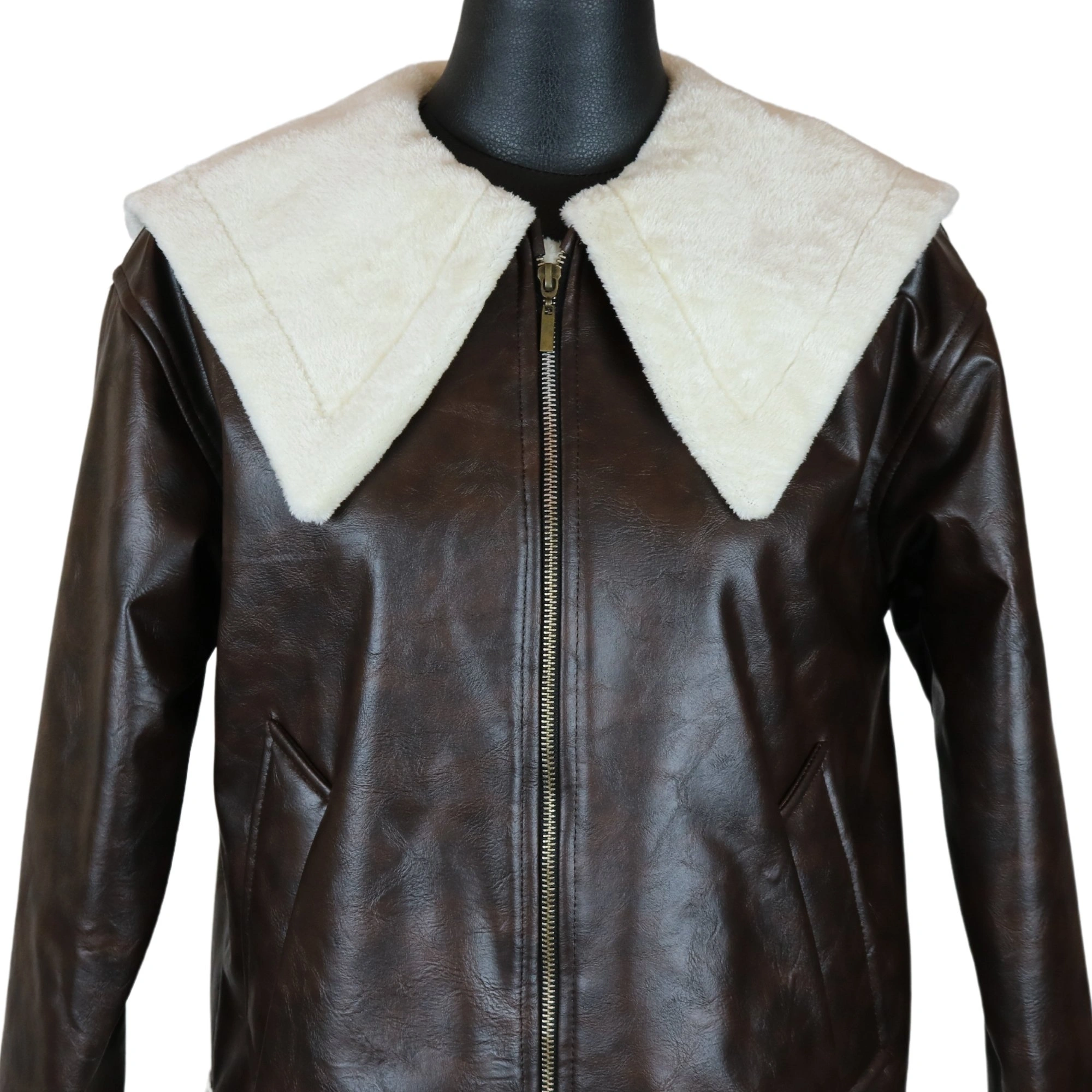 40-1-1.webp کاپشن زنانه چرم بوفالو فارل کد F7145 - Image 1