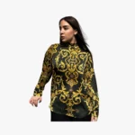 شومیز مجلسی ساتن طرحدار زنانه - Image 3