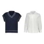 دو تیکه شومیز سفید و ژیله بافت زنانه فارل