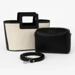 کیف زنانه دستی چرم پارچه حصیری فارل کد F812 - Image 2