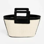 کیف زنانه دستی چرم پارچه حصیری فارل کد F812