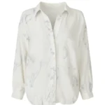 شومیز آستین زنانه فارل بلند طرح اسب سفید فری سایز - Image 3