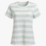 تی شرت نخی زنانه فارل راه راه سبز کم رنگ